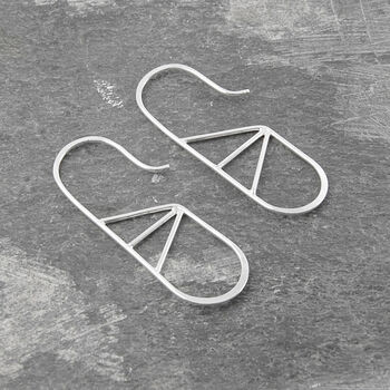 Geometric Oval Sterling Silver Hoop Earrings, 2 of 4