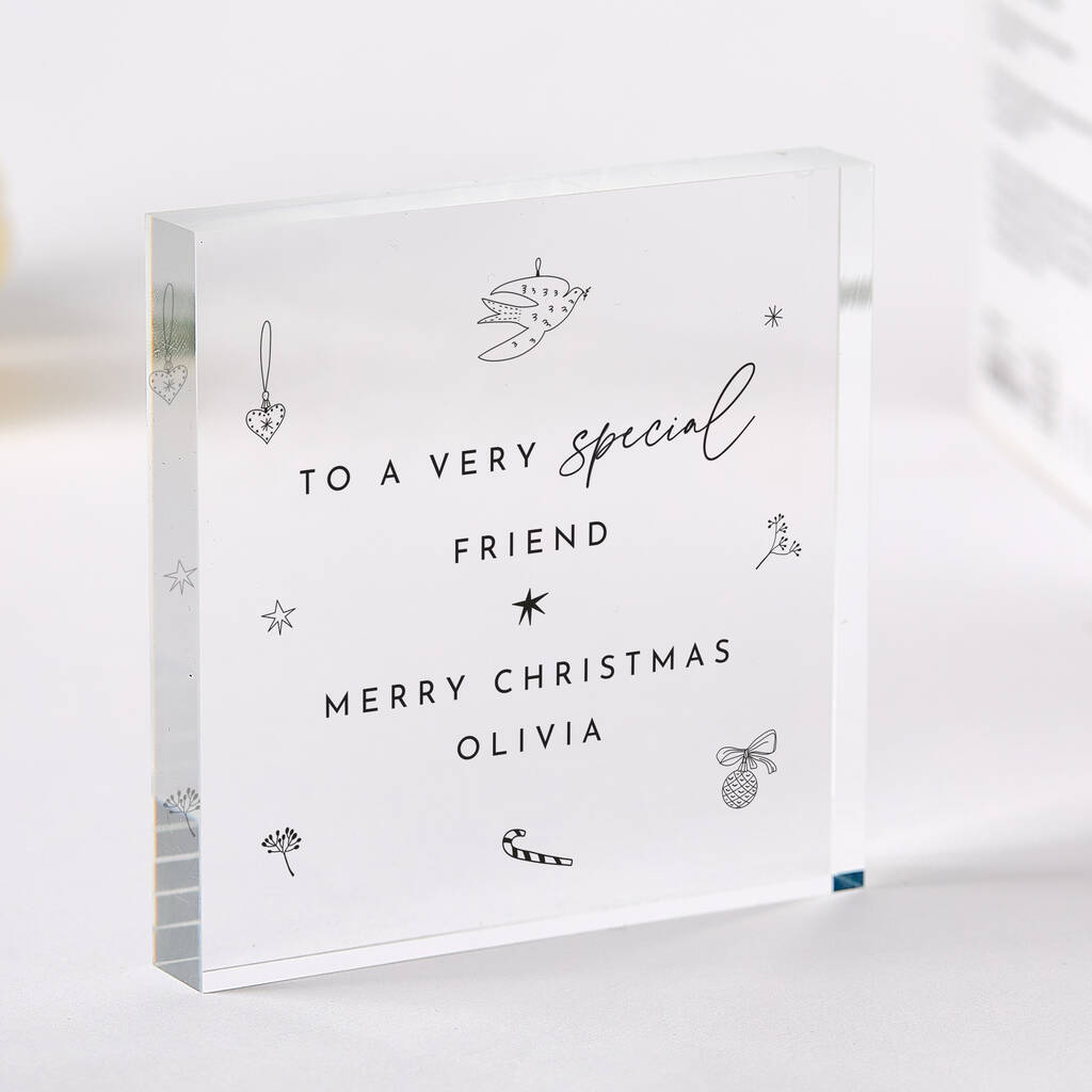 Festive Acrylic Plaque Keepsake For Friends, 1 of 4