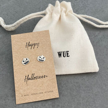 Silver Pumpkin Earrings. Happy Halloween Gift, 4 of 4