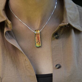 Autumn Coloured Glass Pendant And Silver Necklace, 5 of 12