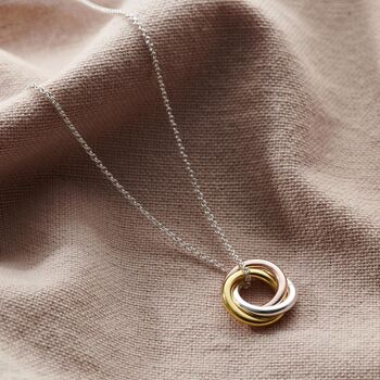 Textured Mixed Gold Mini Russian Ring Necklace, 3 of 7