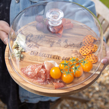 Personalised Round Charcuterie Board With Dome Lid, 4 of 9