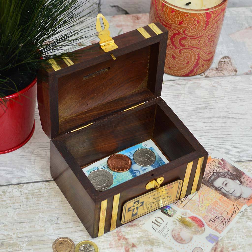 Personalised Engraved Christening Money Box By
