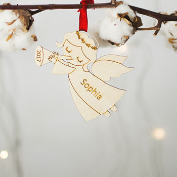 Angel Personalised Christmas Tree Decoration, 2 of 2