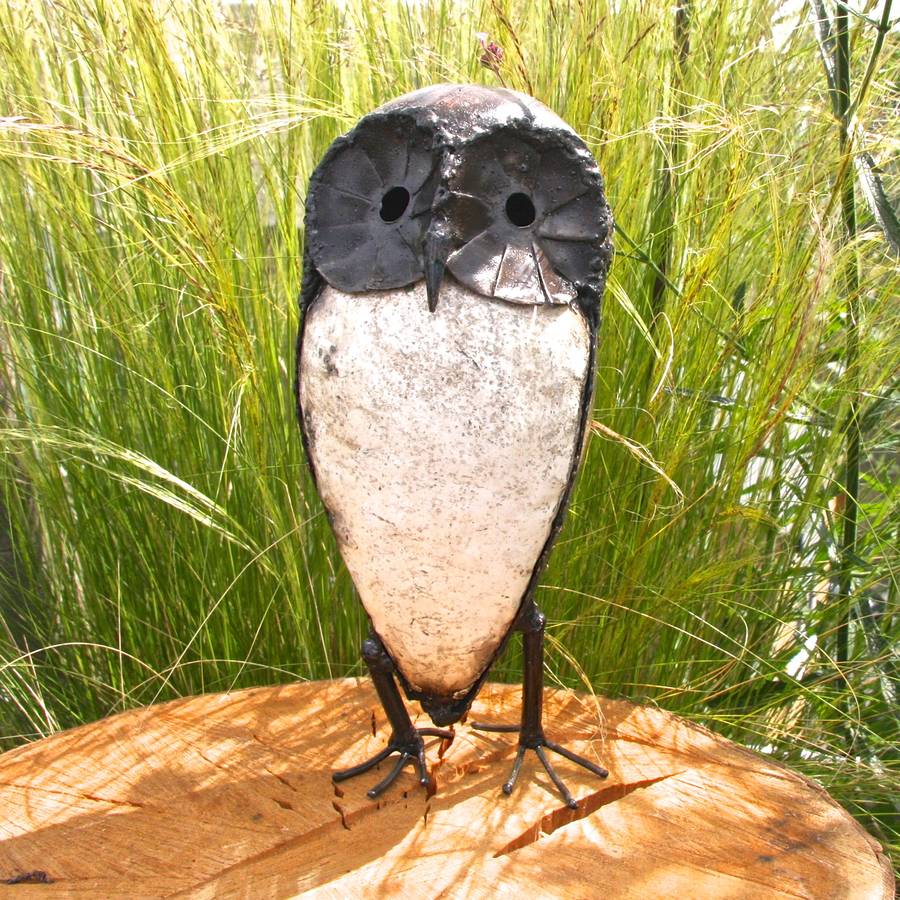 handpainted owl garden sculpture by london garden trading