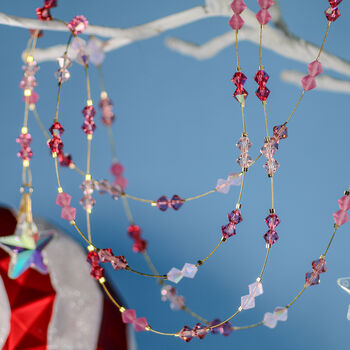 Pink And Reds Christmas Garland, Crystal Beaded, 2 of 7