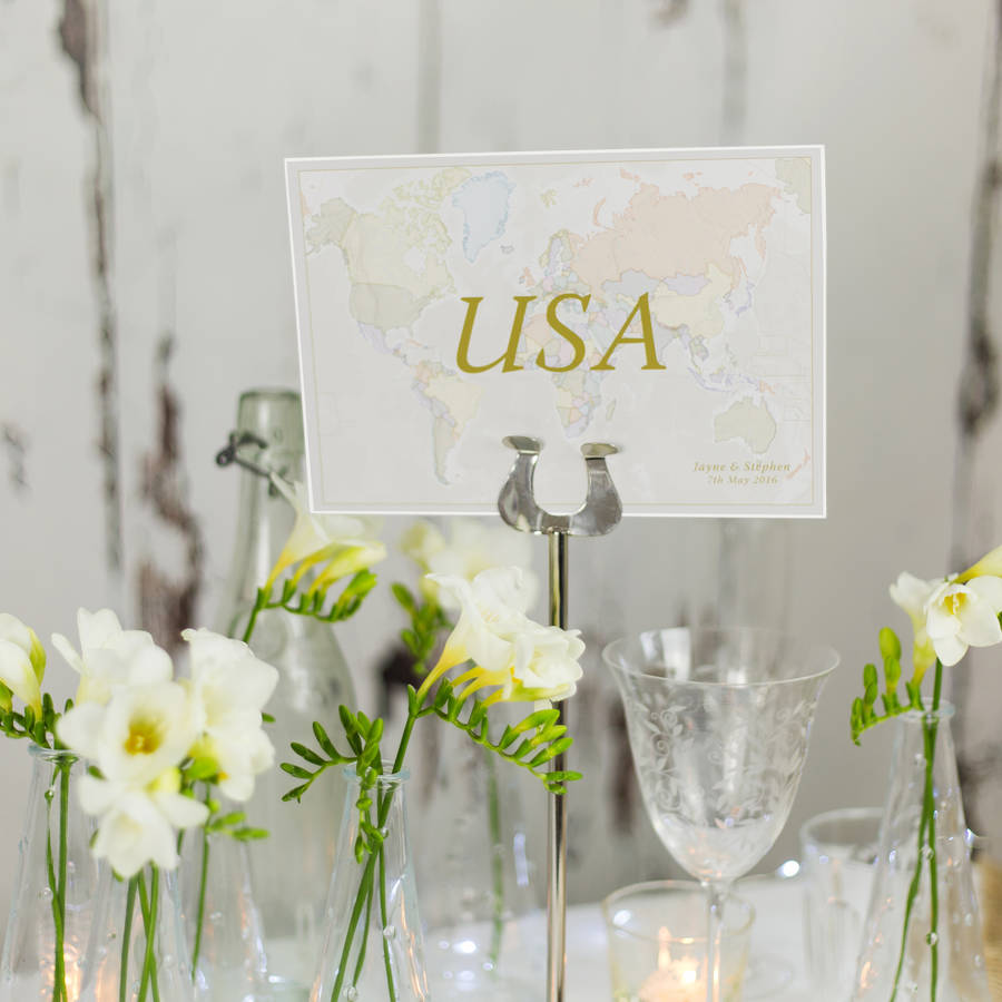 Classic World Countries Wedding Table Name Cards By Maps International