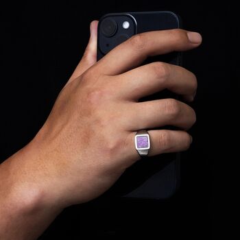 Gold Men's Purple Sugilite Gemstone Square Signet Ring, 4 of 11