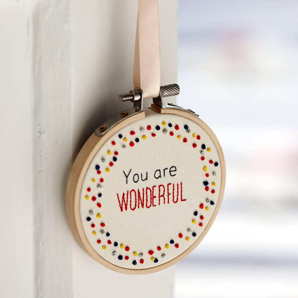 Inspirational Quote Mini Hoop Art 'You Are Wonderful', 1 of 6