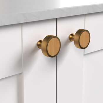 Solid Brass Antique Gold Cabinet Knob With Wood Insert, 8 of 10