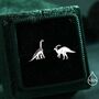 Mismatched Dinosaur Stud Earrings In Sterling Silver, thumbnail 9 of 12
