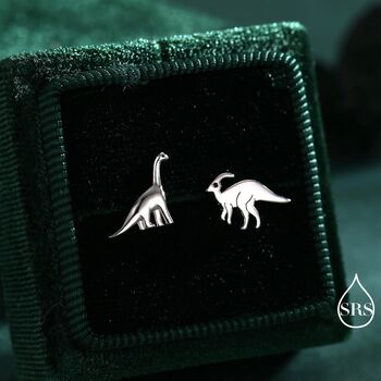 Mismatched Dinosaur Stud Earrings In Sterling Silver, 9 of 12