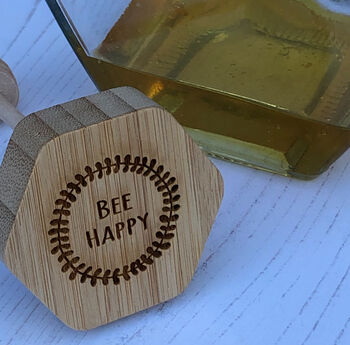 Personalised Glass Honey Pot With Built In Drizzler, 2 of 4