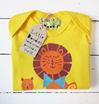 Personalised Handprinted Lion Babygrow, 3 of 5