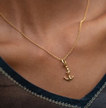18ct Gold Anchor Charm Necklace, 3 of 6
