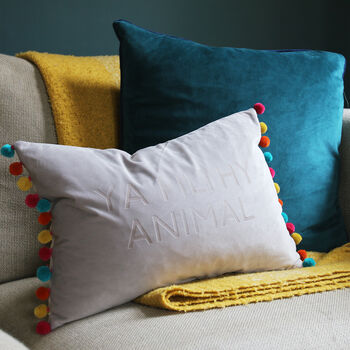Favourite Quote Or Song Lyric Pom Pom Cushion, 6 of 9