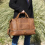 Leather Weekend Bag With Cloth Compartment, thumbnail 6 of 11