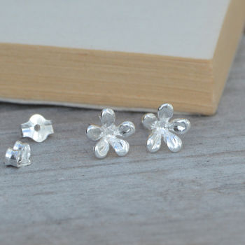 Little Flower Earring Studs In Sterling Silver, 3 of 5