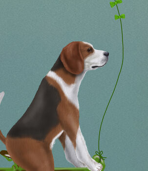 Beagle On Tandem Art Print, Framed Or Unframed, 2 of 6