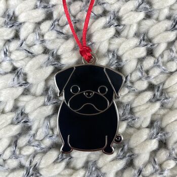 Pug Dog Christmas Tree Decoration, 5 of 7