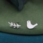 Mismatched Peace Dove Bird Olive Branch Stud Earrings, thumbnail 1 of 9