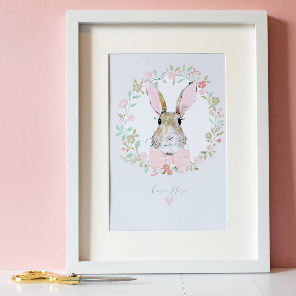 Personalised Bunny Rabbit Print Blush Pink By Eleanor Bowmer ...