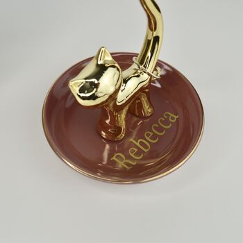 Personalised Cat Jewellery Dish Red And Gold, 2 of 6
