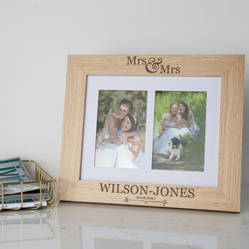 Personalised Mrs And Mrs Wedding Photo Frame, 3 of 4