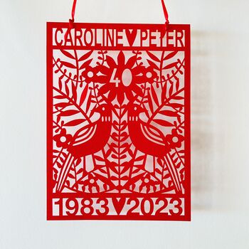 Personalised Ruby Anniversary Paper Cut Art, 2 of 10