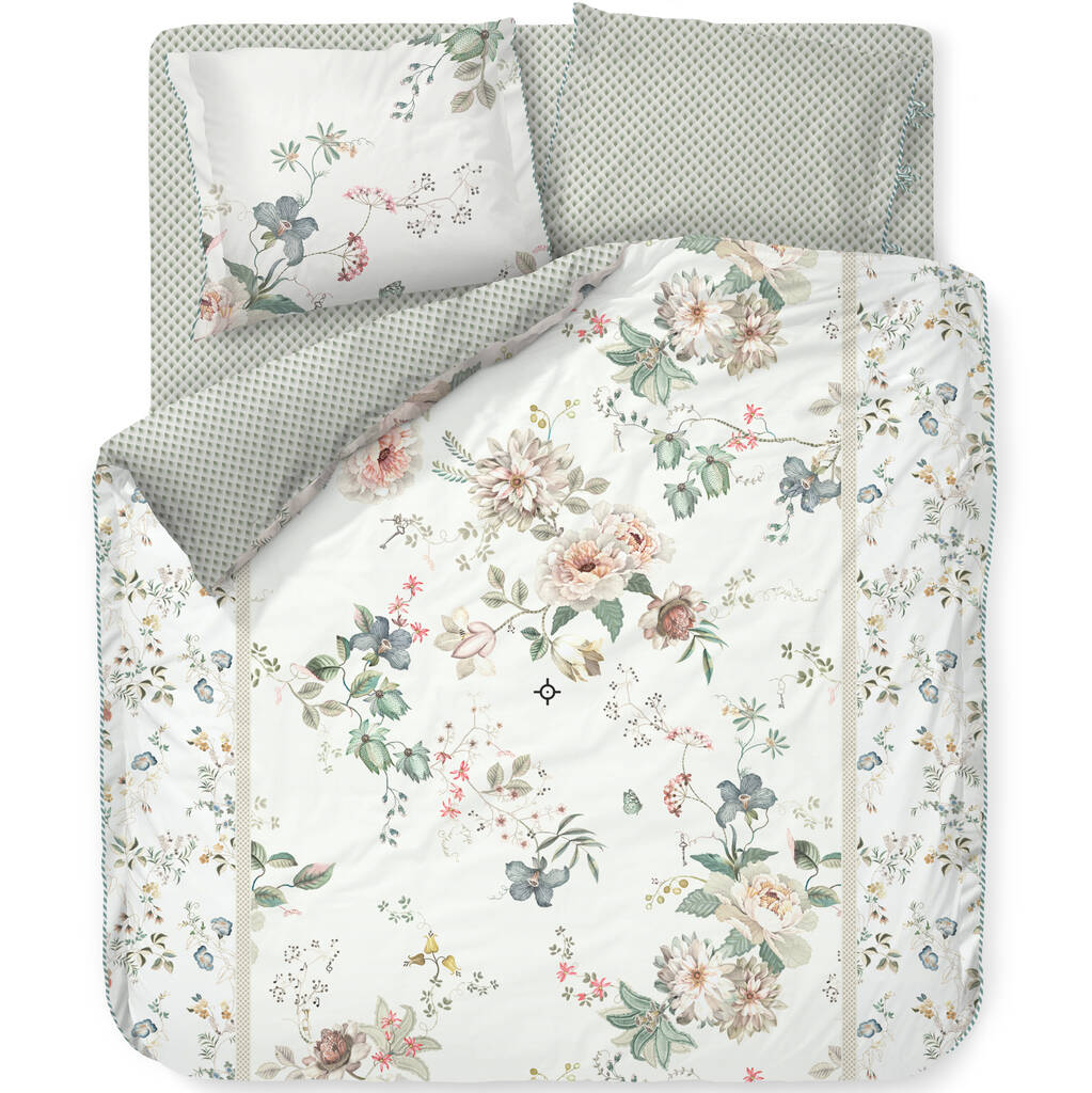 Tokyo Bouquet White Double Duvet Cover Set By Bell & Blue