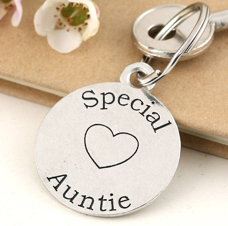 Auntie Gift Round Pewter Keyring, 1 of 5