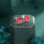 Sterling Silver Red Enamel Flower Stud Earrings, thumbnail 1 of 12