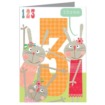Rabbits 3rd Birthday Card, 2 of 4