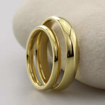 18ct Gold Polished Court Matching Wedding Ring Set, 2 of 5