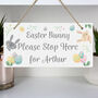 Personalised Easter Bunny Stop Here Wooden Sign, thumbnail 2 of 5
