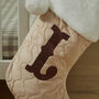 Personalised Oatmeal Velvet Initial Gift Stocking, thumbnail 2 of 4