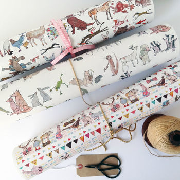 Recycled Animal Wrapping Paper Three Sheets, 2 of 10