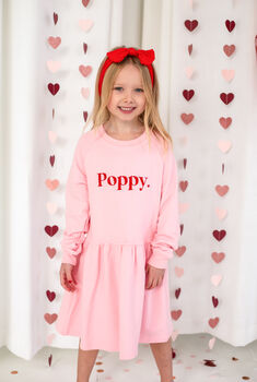 Valentines Personalised Embroidered Name Sweater Dress, 2 of 11