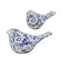 Set Of Two Solene Blue Botanical Bird Ornaments, thumbnail 2 of 9