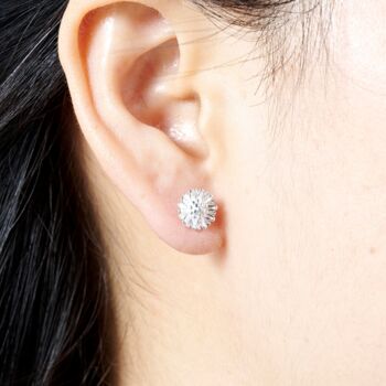 Sterling Silver Floral Burst Stud Earrings, 3 of 7