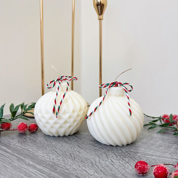 White Christmas Bauble Candle And Christmas Decoration, 8 of 9