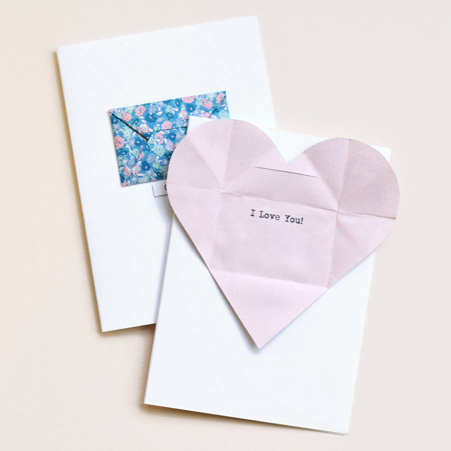 secret message personalised origami valentine's card