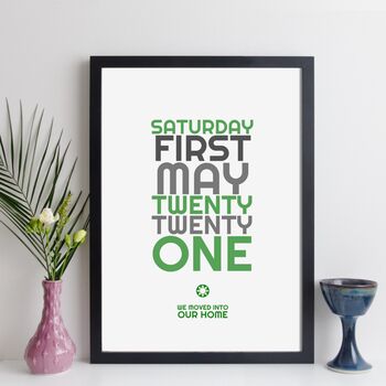Personalised New Home Date Print With Message, 7 of 12