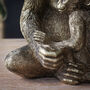 Mother And Baby Monkey Statue In Gold, thumbnail 3 of 4