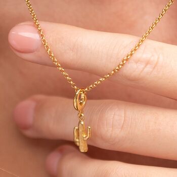 Cactus Charm Necklace, Sterling Silver Or Gold Plated, 2 of 7