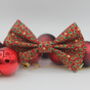 Red And Gold Holly Christmas Dog Bow Tie, thumbnail 3 of 12