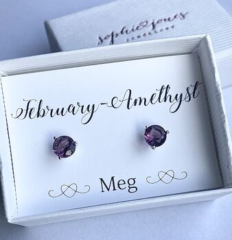 Personalised February Birthstone Earrings, 5 of 5