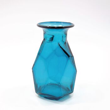 Recycled Glass Vase | 16cm Faceted | Four Colours, 4 of 5