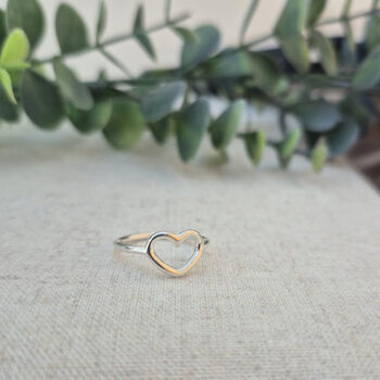 Sterling Silver Open Love Heart Band Stacking Ring, 4 of 6