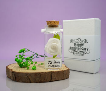 Personalised 12th Silk Rose Anniversary Mini Bottle Gift, 3 of 3